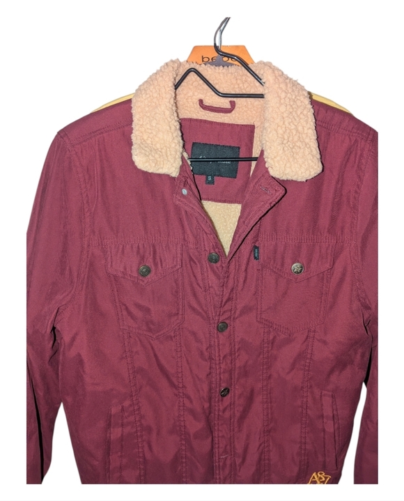 Burgendy Jacket Aeropostal Sherpa Lined with Plush Collar Retro - Picture 3 of 10